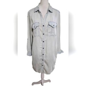 PHILOSOPHY Denim Tencel Button Down  Shirt Dress In Light Blue. Size Small
